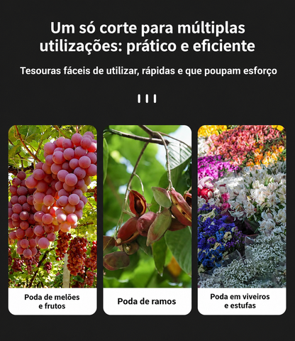 Tesoura de Poda em Aço Inoxidável — Multiusos para Jardim, Flores, Ramos e Alimentos, Cabo Antiderrapante