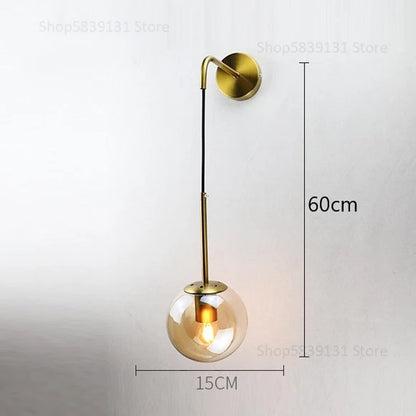 Nordic Modern Glass Ball Wall Lamps Retro Simple Bedside Living Room Decoration Lights Corridor Staircase LED Lighting Fixtures
