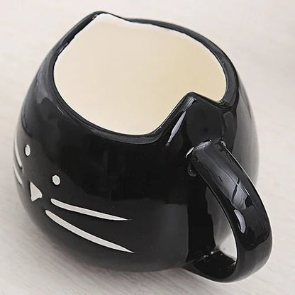 Ceramic Cute Cat Mugs with Spoon Coffee Tea Milk Animal Cups with Handle Black and White Pair Cup 400Ml Drinkware Nice Gifts