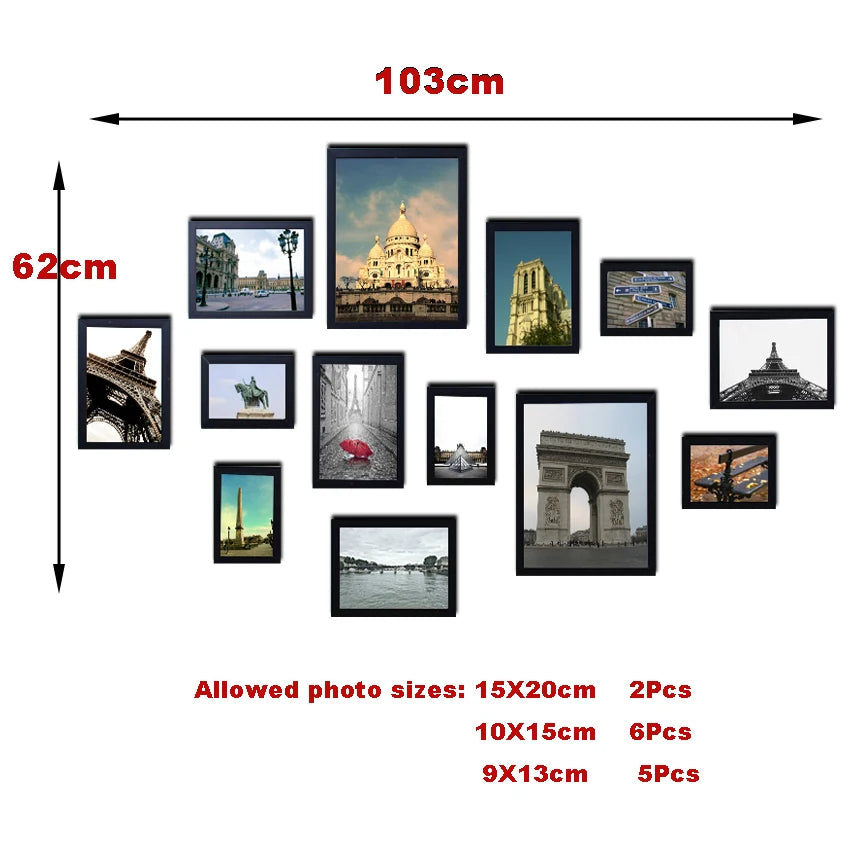 13Pcs/Set Wood Picture Frames for Wall Hanging, Photo Frame Wall with Picture Classic Wooden Frame for Home Decor