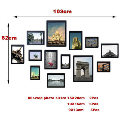 13Pcs/Set Wood Picture Frames for Wall Hanging, Photo Frame Wall with Picture Classic Wooden Frame for Home Decor