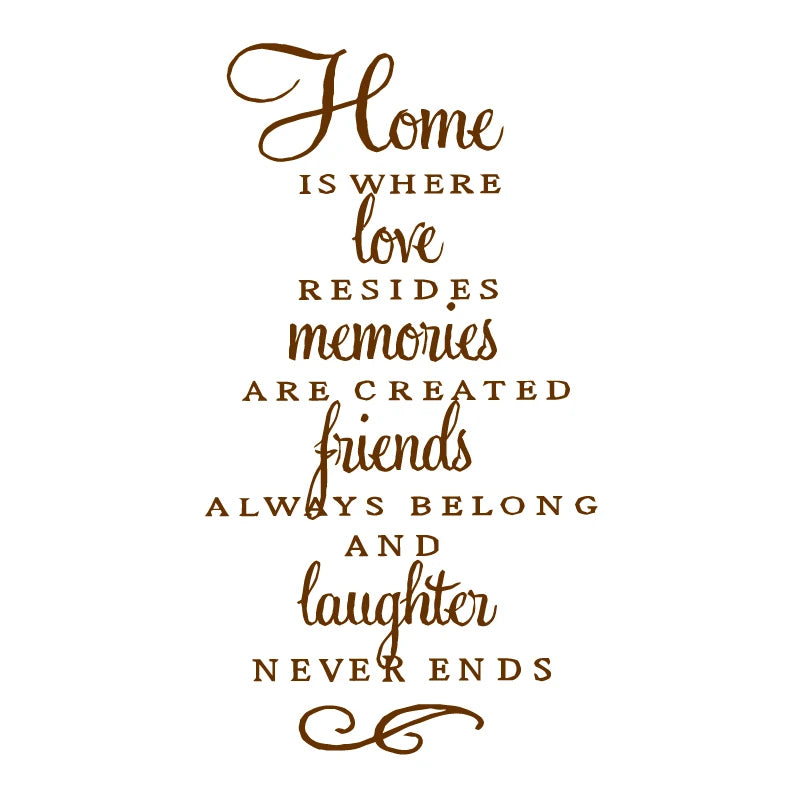 Wall Quote Stickers Home Decor - Home Is Where Love Resides...Modern Wall Art Vinyl Decal Stickers