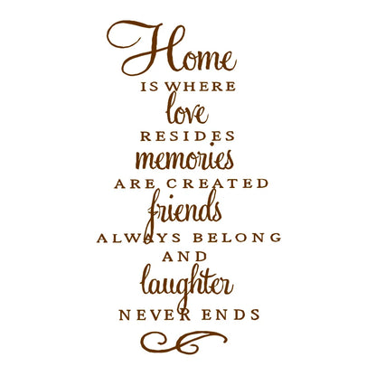 Wall Quote Stickers Home Decor - Home Is Where Love Resides...Modern Wall Art Vinyl Decal Stickers