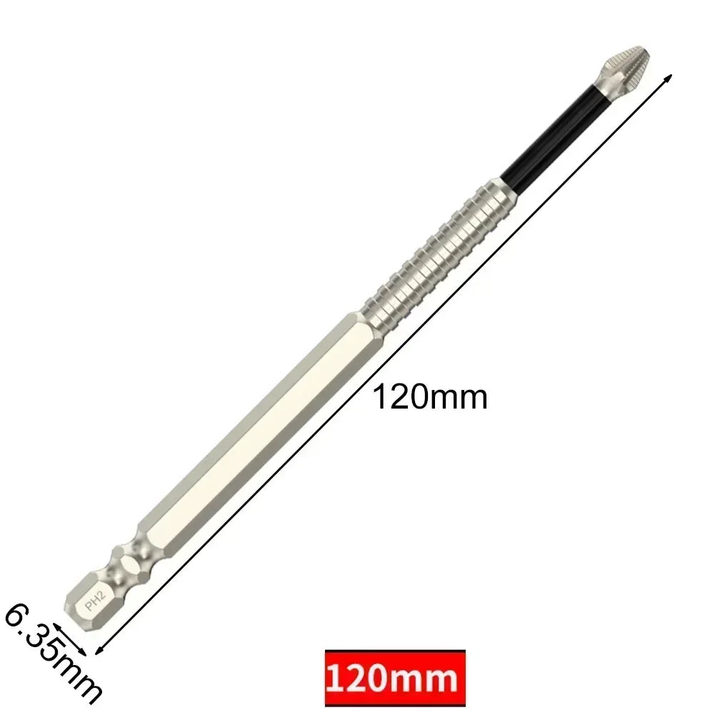 1Pc Magnetic Screwdriver Bit Alloy Steel Anti-Slip Long Drill Bits 1/4 Hex Shank PH2 Head Screwdriver Bit Hand Tools 25-150Mm