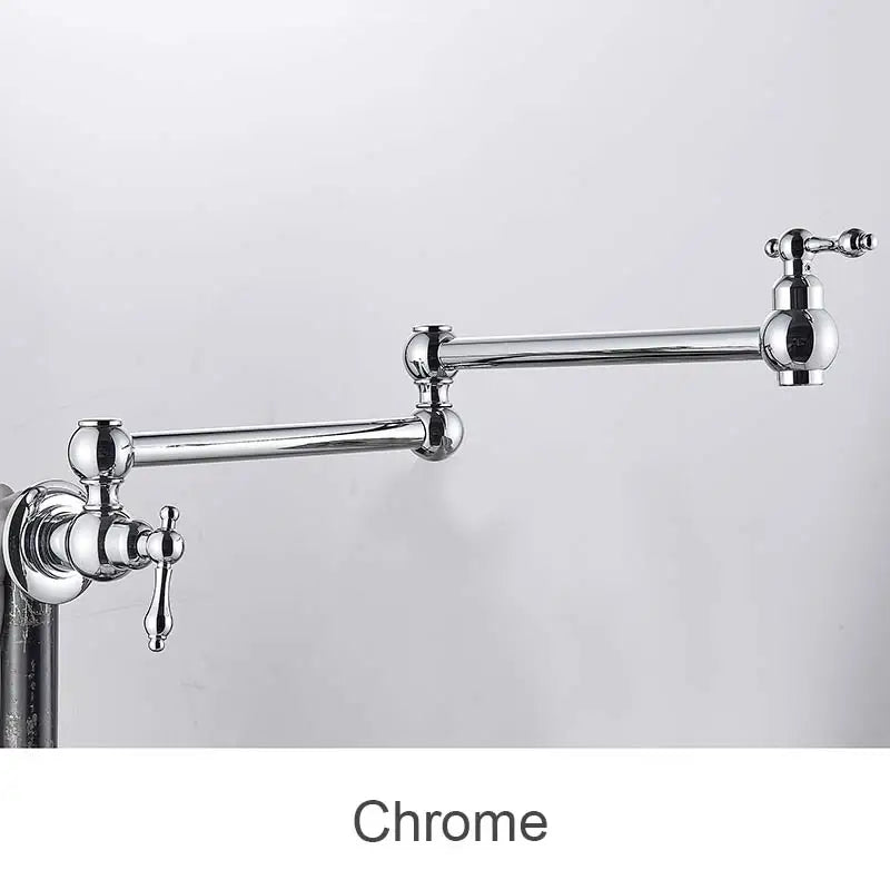 Brushed Gold Kitchen Faucet Wall Mount Bathroom Basin Faucet Cold Water Washing Tap Rotate Folding Spout Brass Vanity Sink Crane