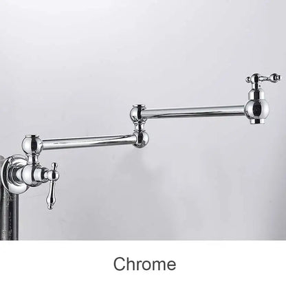 Brushed Gold Kitchen Faucet Wall Mount Bathroom Basin Faucet Cold Water Washing Tap Rotate Folding Spout Brass Vanity Sink Crane