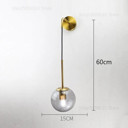 Nordic Modern Glass Ball Wall Lamps Retro Simple Bedside Living Room Decoration Lights Corridor Staircase LED Lighting Fixtures