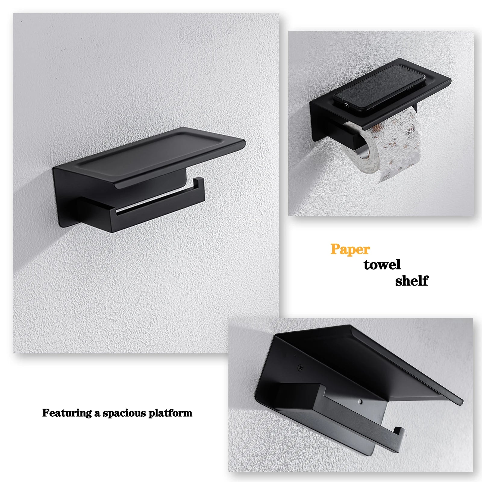 Bathroom Hardware Set Bathroom Accessories Black Robe Hook Towel Rail Bar Rack Bar Shelf Tissue Paper Holder Toothbrush Holder