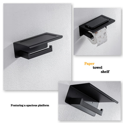 Bathroom Hardware Set Bathroom Accessories Black Robe Hook Towel Rail Bar Rack Bar Shelf Tissue Paper Holder Toothbrush Holder
