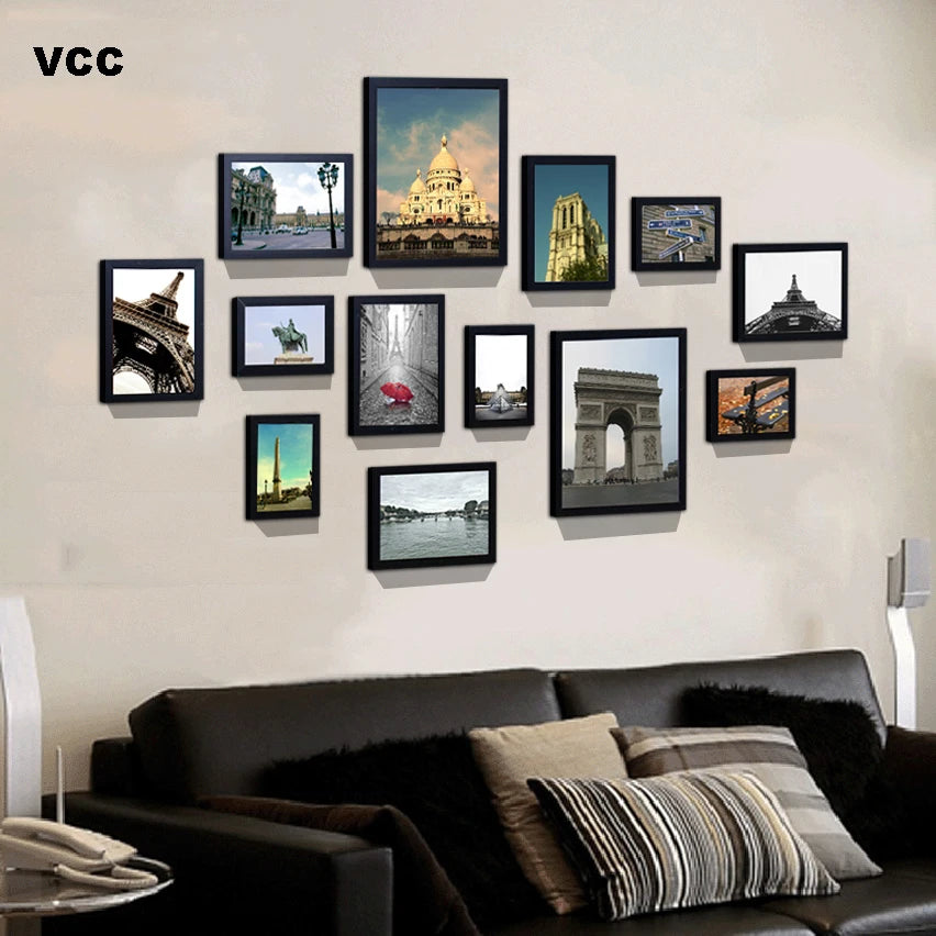 13Pcs/Set Wood Picture Frames for Wall Hanging, Photo Frame Wall with Picture Classic Wooden Frame for Home Decor