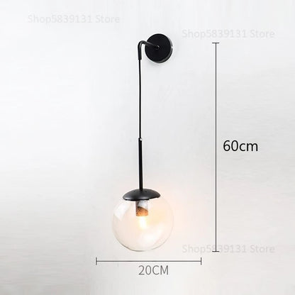 Nordic Modern Glass Ball Wall Lamps Retro Simple Bedside Living Room Decoration Lights Corridor Staircase LED Lighting Fixtures