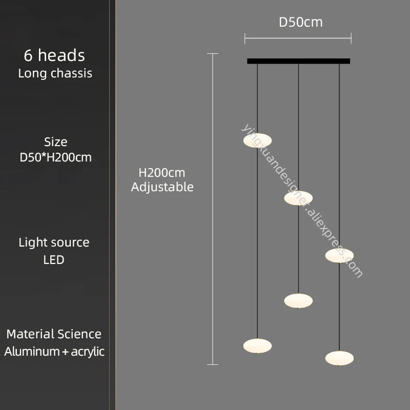 Minimalist Chandelier Villa Revolving Staircase Pendent Lamp Hotel Hall Hanging Lamp for Ceiling Lamps Nordic Hanging Chandelier