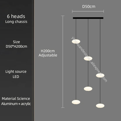Minimalist Chandelier Villa Revolving Staircase Pendent Lamp Hotel Hall Hanging Lamp for Ceiling Lamps Nordic Hanging Chandelier