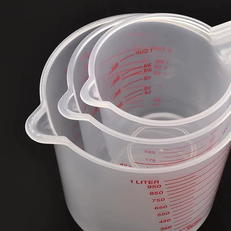 3Pcs 250/500/1000Ml Baking Liquid Measuring Cups PVC Scale Cup Plastic Measuring Volume Beaker Kitchen Baking Tools