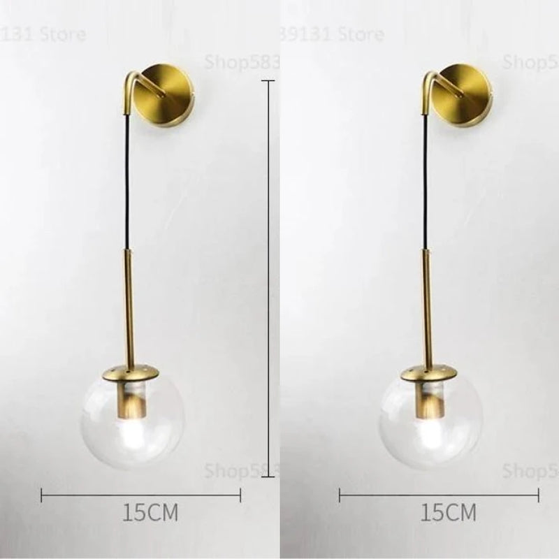 Nordic Modern Glass Ball Wall Lamps Retro Simple Bedside Living Room Decoration Lights Corridor Staircase LED Lighting Fixtures