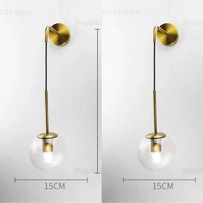 Nordic Modern Glass Ball Wall Lamps Retro Simple Bedside Living Room Decoration Lights Corridor Staircase LED Lighting Fixtures