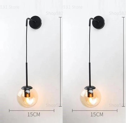 Nordic Modern Glass Ball Wall Lamps Retro Simple Bedside Living Room Decoration Lights Corridor Staircase LED Lighting Fixtures