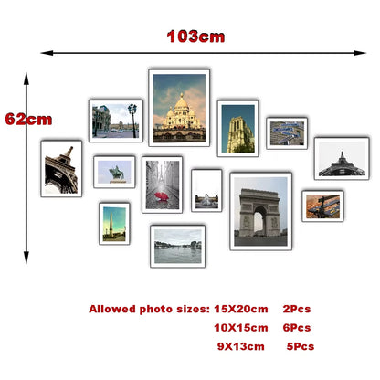 13Pcs/Set Wood Picture Frames for Wall Hanging, Photo Frame Wall with Picture Classic Wooden Frame for Home Decor