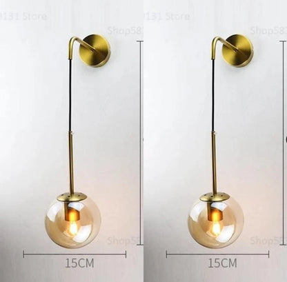 Nordic Modern Glass Ball Wall Lamps Retro Simple Bedside Living Room Decoration Lights Corridor Staircase LED Lighting Fixtures