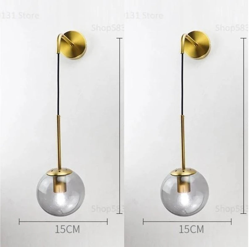 Nordic Modern Glass Ball Wall Lamps Retro Simple Bedside Living Room Decoration Lights Corridor Staircase LED Lighting Fixtures