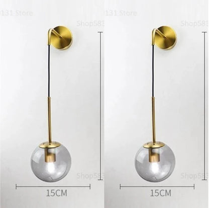 Nordic Modern Glass Ball Wall Lamps Retro Simple Bedside Living Room Decoration Lights Corridor Staircase LED Lighting Fixtures