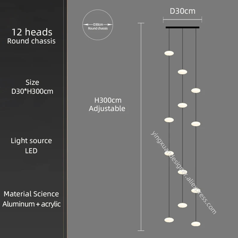 Minimalist Chandelier Villa Revolving Staircase Pendent Lamp Hotel Hall Hanging Lamp for Ceiling Lamps Nordic Hanging Chandelier