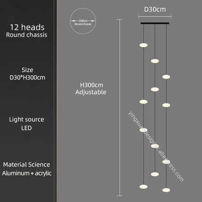 Minimalist Chandelier Villa Revolving Staircase Pendent Lamp Hotel Hall Hanging Lamp for Ceiling Lamps Nordic Hanging Chandelier