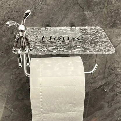 Luxury Gold Toilet Paper Holder with Shelf No Punching Acrylic Roll Paper Holder Tissue Hanger Bathroom Accessories Bathroom