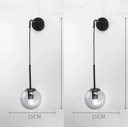 Nordic Modern Glass Ball Wall Lamps Retro Simple Bedside Living Room Decoration Lights Corridor Staircase LED Lighting Fixtures