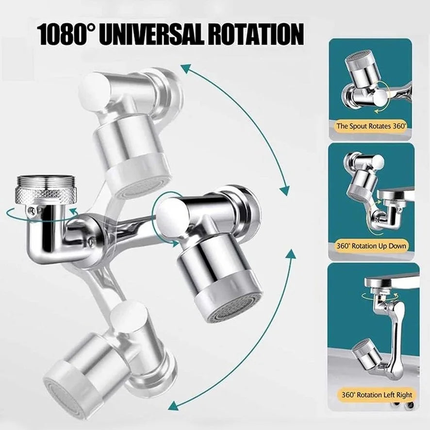 Stainless Steel Faucet Extender 1080 °Swivel Water Tap Nozzle Faucet Sprayer Universal Bathroom Mixer Aerator 2 Spray Modes