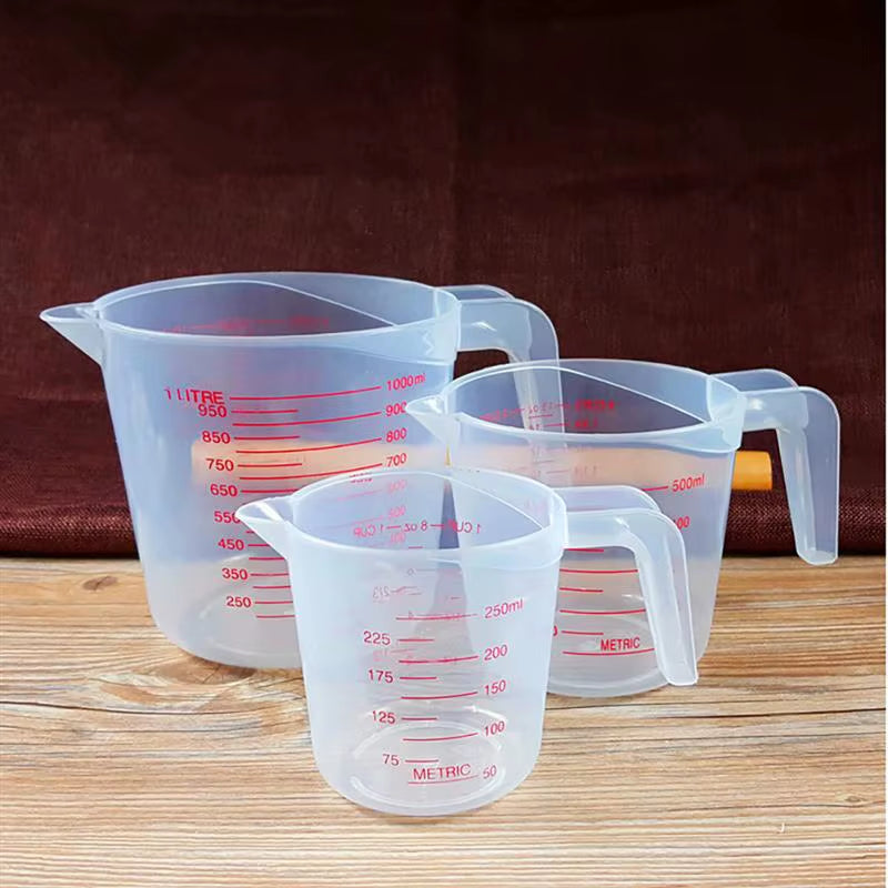 3Pcs 250/500/1000Ml Baking Liquid Measuring Cups PVC Scale Cup Plastic Measuring Volume Beaker Kitchen Baking Tools