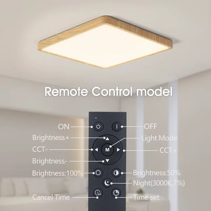 Tuya Smart LED Ceiling Lamp Wood Grain App Voice Control Alexa/Google Remote Control Square Ceiling Lights Living Room