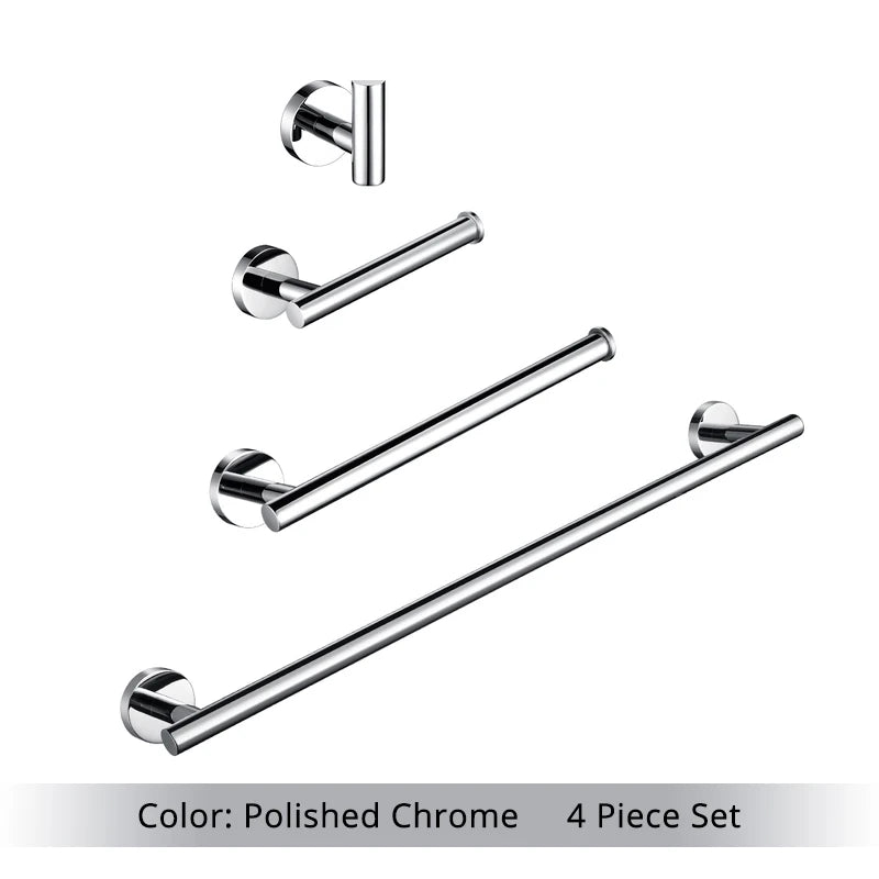 Brushed Gold Bathroom Accessories Set - Wall Mount Hand Towel Bar Rack Toilet Paper Holder Robe Hook Hardware Kit
