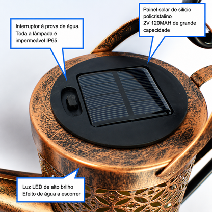 Painel solar e interruptor do regador com luzes LED para exterior com proteção IP65